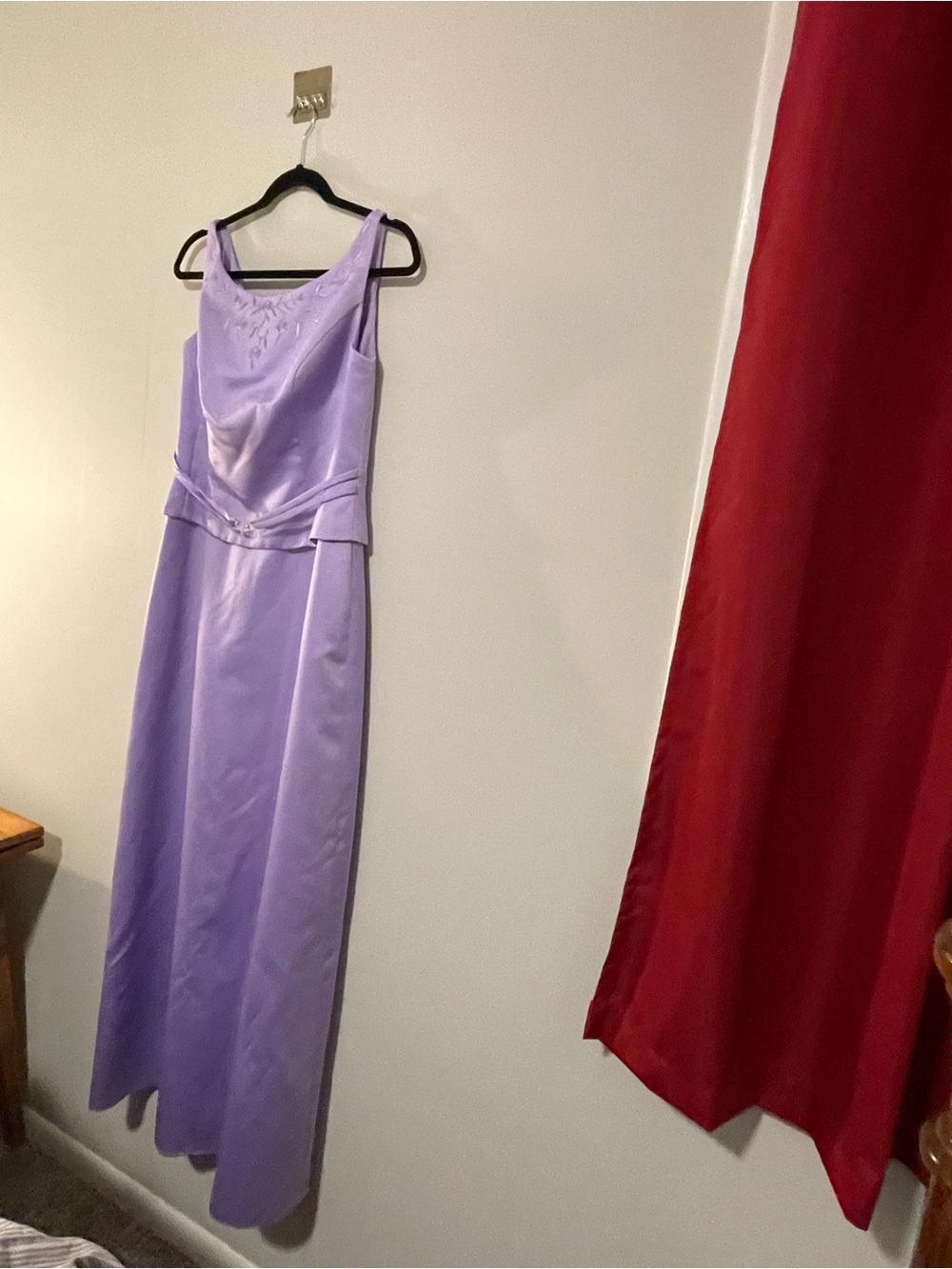 Lavender Sleeveless Satin Evening Dress. Item # 11494